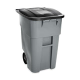50 Gallon Gray Commercial Heavy-Duty Rollout Trash Can Waste-Utility Container