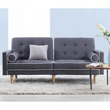 Dark Grey Linen Upholstered Sofa Bed Mid-Century Modern Classic