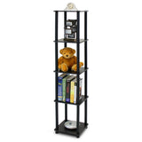 5-Tier Square Corner Display Shelf Bookcase in Espresso-Black