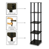 5-Tier Square Corner Display Shelf Bookcase in Espresso-Black