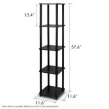 5-Tier Square Corner Display Shelf Bookcase in Espresso-Black