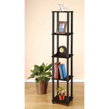 5-Tier Square Corner Display Shelf Bookcase in Espresso-Black