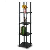 5-Tier Square Corner Display Shelf Bookcase in Espresso-Black