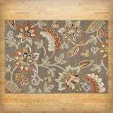 5'2" x 7'2" Tufted Cotton Area Rug Neutral Beige Yellow Orange Floral Pattern