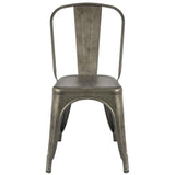 Set of 4 - Stackable Modern Cafe Bistro Dining Side Chair in Gun Metal Finish