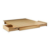 Full - Queen size Modern Platform Bed Frame in Natural Wood Finish