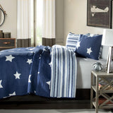 Full - Queen Navy Stars And Stripes At Night Quilt Coverlet Bedspread Set