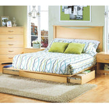Full - Queen Platform Bed with Storage Drawers and Headboard in Natural