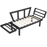 Modern Futon Sofa Bed Recliner Daybed with Grey Linen Cushions