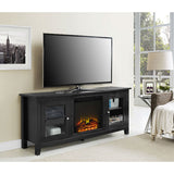 Black 2-in-1 TV Stand with Electric Fireplace Heater