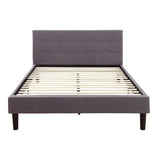 Full size Grey Linen Upholstered Platform Bed Frame with Padded Headboard