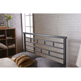 Full Metal Platform Bed Frame with Headboard in Modern Titanium Silver Finish