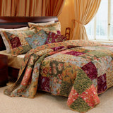Full - Queen size 100% Cotton Patchwork Quilt Set with Floral Paisley Pattern