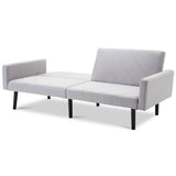 Modern Grey Linen Split-Back Futon Sofa Bed Couch