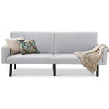 Modern Grey Linen Split-Back Futon Sofa Bed Couch