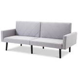 Modern Grey Linen Split-Back Futon Sofa Bed Couch