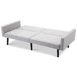 Modern Grey Linen Split-Back Futon Sofa Bed Couch