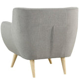 Gray Upholstered Mid-Century Style Armchair Accent Chair with Wood Legs