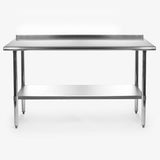 Stainless Steel 60 x 24 inch Heavy Duty NSF Certified  Work Bench Prep Table with Backsplash