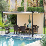 10-ft x 12-ft Steel Metal Pergola Outdoor Gazebo with Green Retractable Shade Canopy