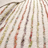 Full - Queen 100% Cotton Quilt Set Ruffled Multi-color Stripes