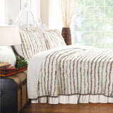 Full - Queen 100% Cotton Quilt Set Ruffled Multi-color Stripes