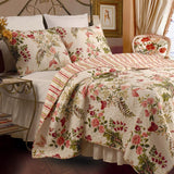Full - Queen size Piece 100% Cotton Quilt Set Crimson Clover Floral