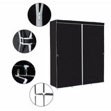 Black 60-inch Wardrobe Closet Portable Clothes Storage Organizer
