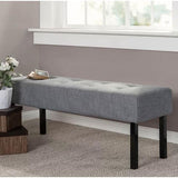 Modern Grey Upholstered Memory Foam Accent Bench