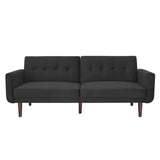 Grey Velvet Upholstered Sleeper Sofa Bed Mid-Century Modern Style