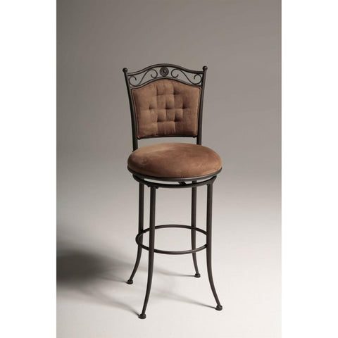 Metal 30-inch Barstool with Brown Microfiber Swivel Seat