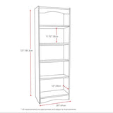 White 72-inch High Bookcase with Soft Arches and 5 Shelves