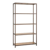 Heavy Duty 5-Shelf Steel Frame Shelving Unit with Bamboo Shelves