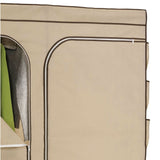 Khaki Double Door Wardrobe Portable Clothes Closet with Shoe Storage