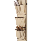 Khaki Double Door Wardrobe Portable Clothes Closet with Shoe Storage