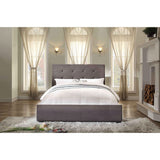 Queen size Grey Fabric Upholstered Bed with Tufted Headboard - Boxspring Required