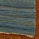Hand-knotted All-Natural Oceans Blue Hemp Rug (5' x 8')