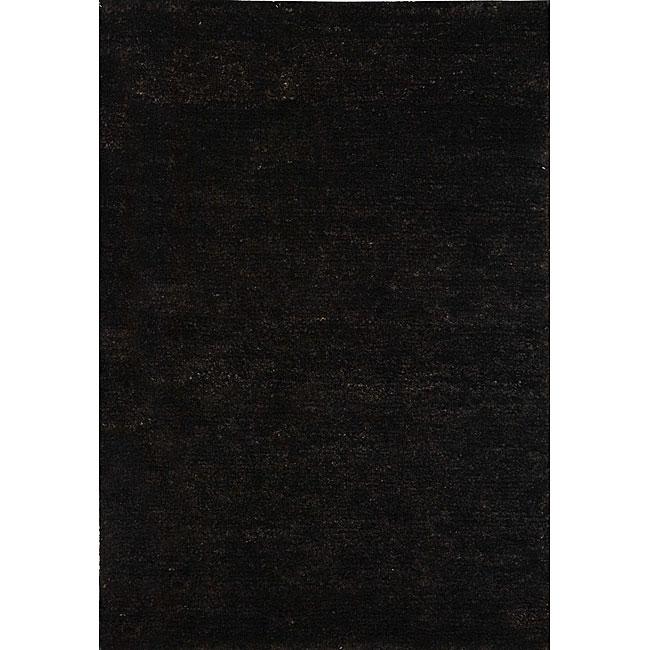 Hand-knotted Vegetable Dye Solo Liquorice Hemp Rug (5' x 8')