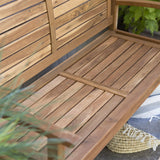 Outdoor 4-Ft Classic Slat Back Garden Bench Patio Arm Chair in Acacia Wood