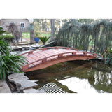 Japanese Style Functional 4-Ft Wood Garden Bridge in Outdoor Sealed Redwood