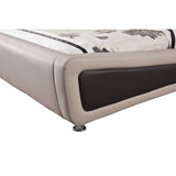 King size Light Brown Tan Faux Leather Upholstered Bed with Headboard