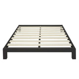 King Black Metal Platform Bed Frame with Wide Wood Slats