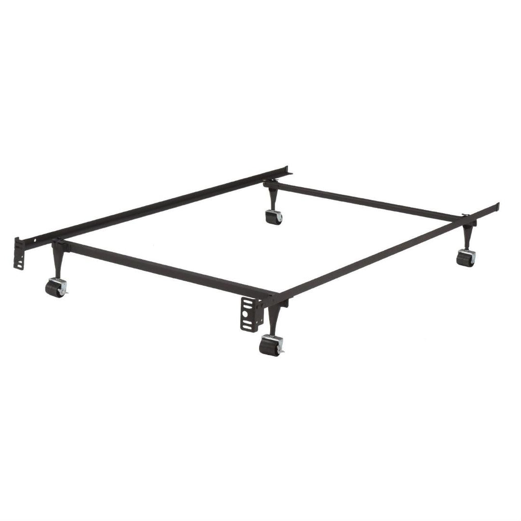 Twin Metal Bed Frame w- Locking Rug Roller Wheels & Headboard Brackets