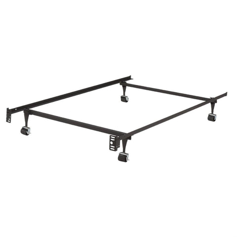 Twin Metal Bed Frame w- Locking Rug Roller Wheels & Headboard Brackets