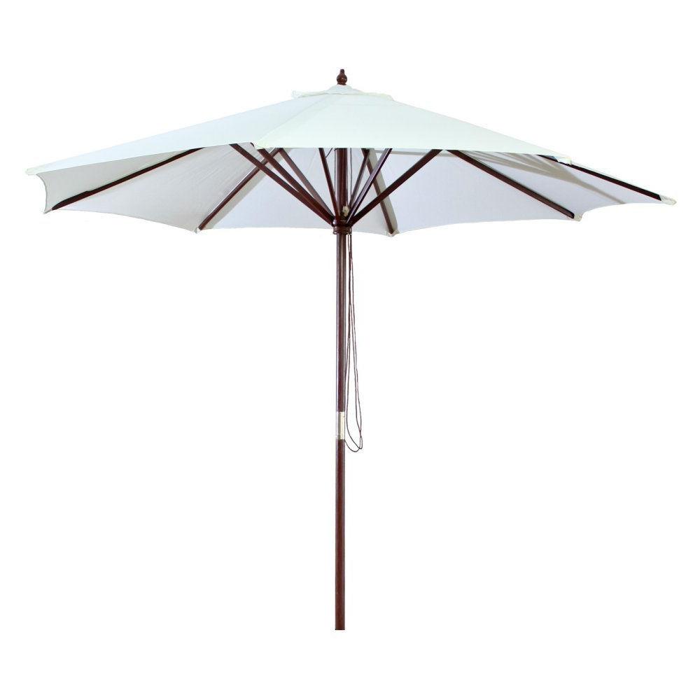 9-Ft Outdoor Patio Market Umbrella with Wood Frame and Natural Canopy