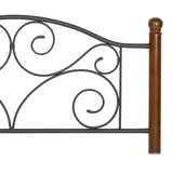 King size Complete Metal Bed Frame with Wood Post Headboard and Footboard in Matte Black Finish