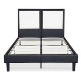 King size Contemporary Faux Leather Platform Bed with 50-in Tall Headboard
