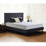 King size Black Fox Leather Upholstered Platform Bed Frame with 42-inch High Headboard