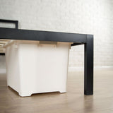 King Metal Platform Bed Frame with Headboard and Wood Slats
