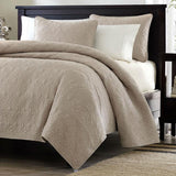 Full - Queen size Khaki Light Brown Tan Coverlet Quilt Set with 2 Shams